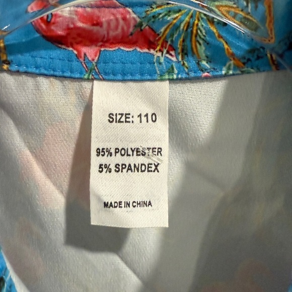 Tropical Blue Kids Hawaiian Shirt Flamingos 4T. Beach Vacation Tommy Bahama - Picture 4 of 4